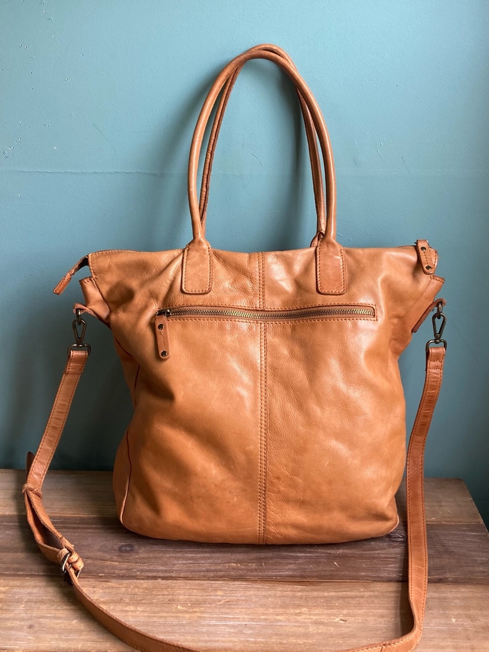 Vintage Style Handcrafted in India Studded Leather Slouchy Tote Bag - Picture 2 of 6